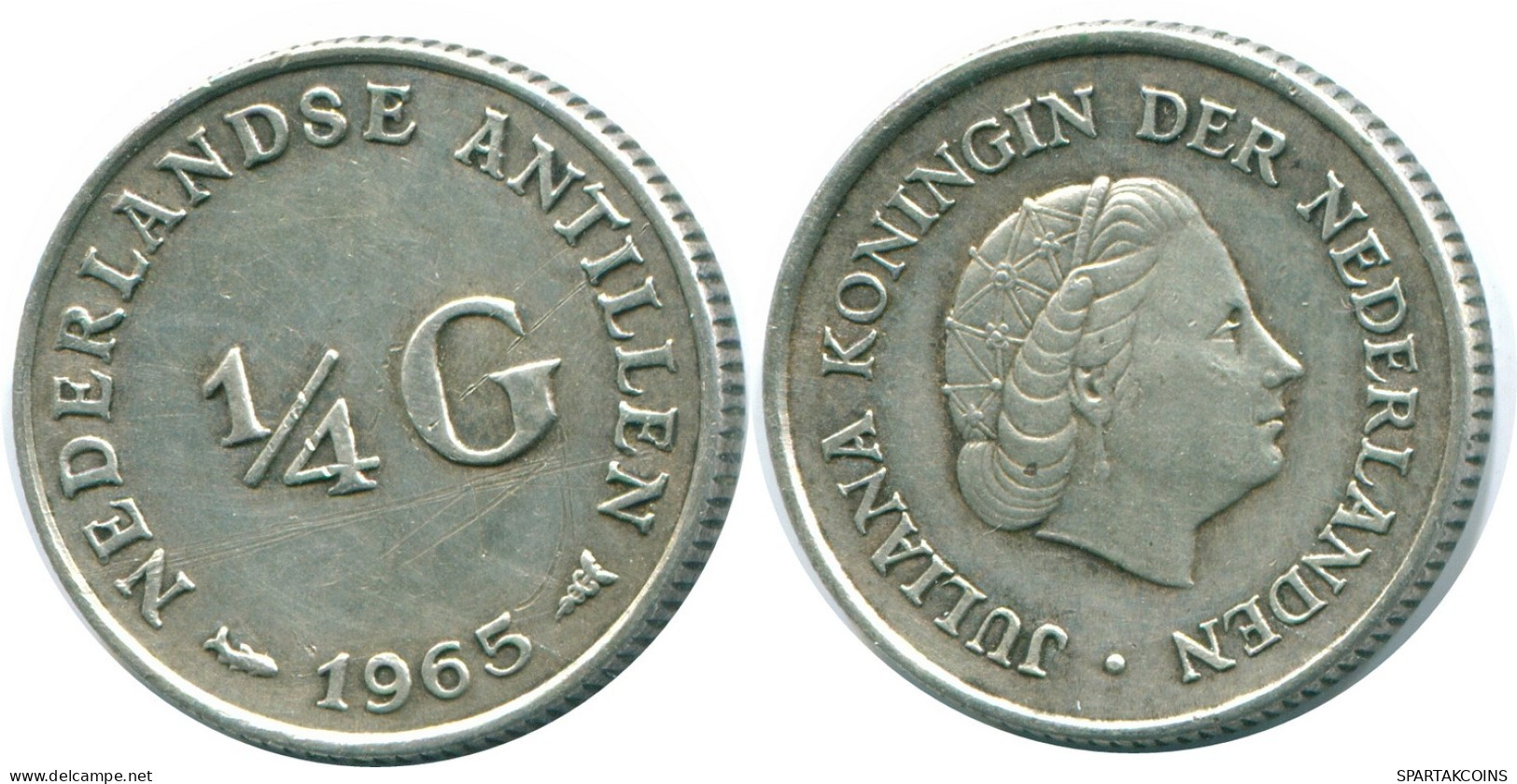 1/4 GULDEN 1965 NETHERLANDS ANTILLES SILVER Colonial Coin #NL11321.4.U.A - Antillas Neerlandesas