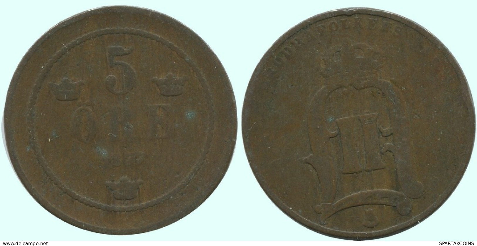 5 ORE 1877 SWEDEN Coin #AC585.2.U.A - Suède