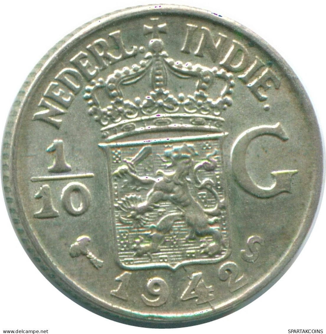1/10 GULDEN 1942 INDIAS ORIENTALES DE LOS PAÍSES BAJOS PLATA #NL13908.3.E.A - Indes Neerlandesas