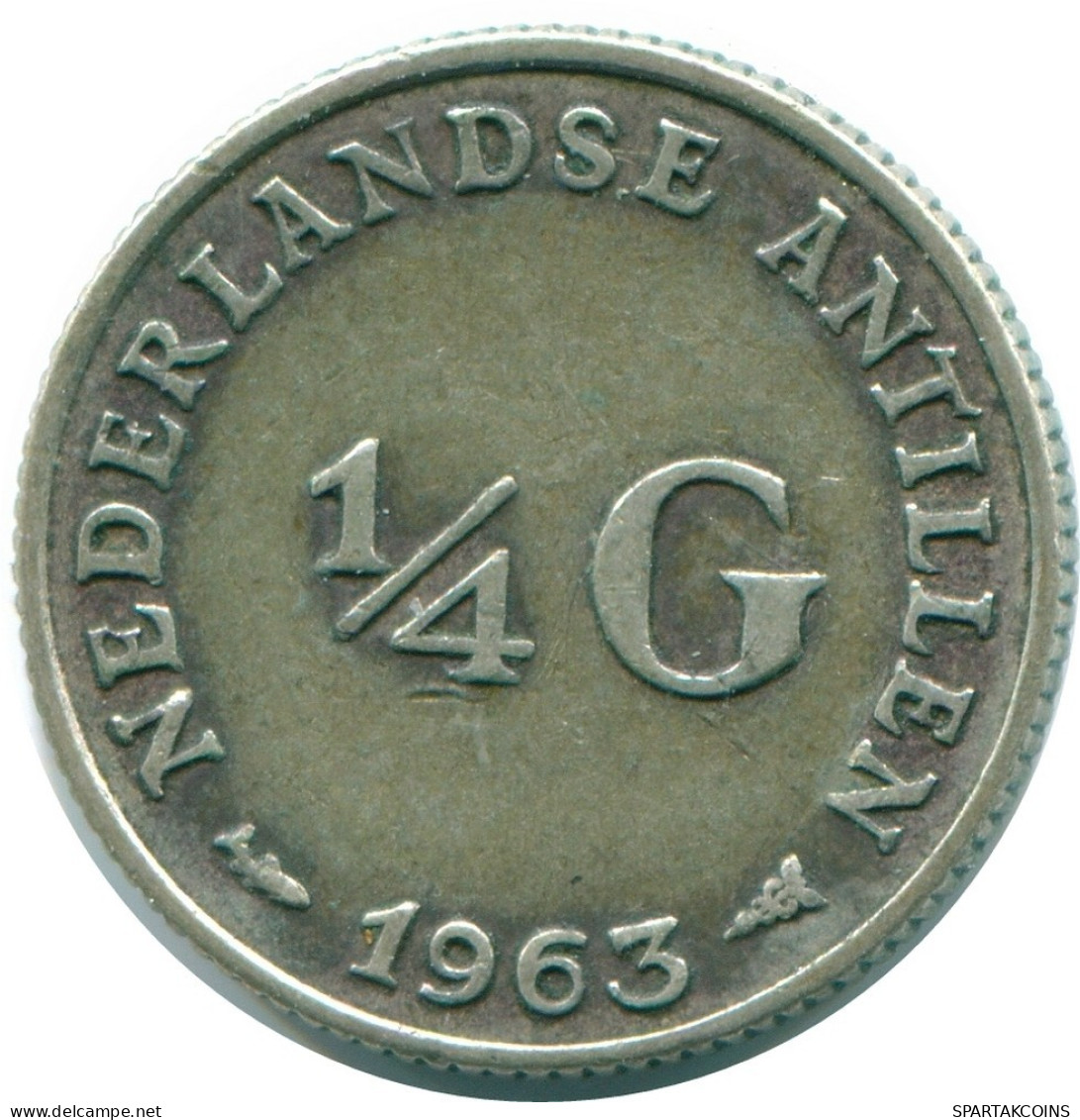 1/4 GULDEN 1963 ANTILLES NÉERLANDAISES ARGENT Colonial Pièce #NL11232.4.F.A - Antilles Néerlandaises