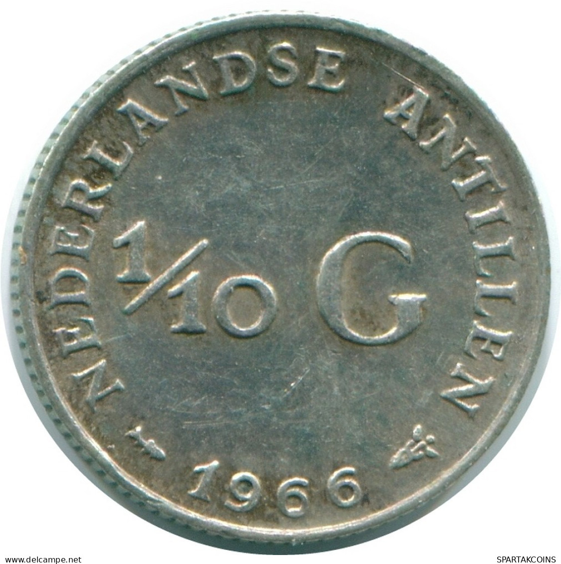 1/10 GULDEN 1966 ANTILLAS NEERLANDESAS PLATA Colonial Moneda #NL12923.3.E.A - Antille Olandesi