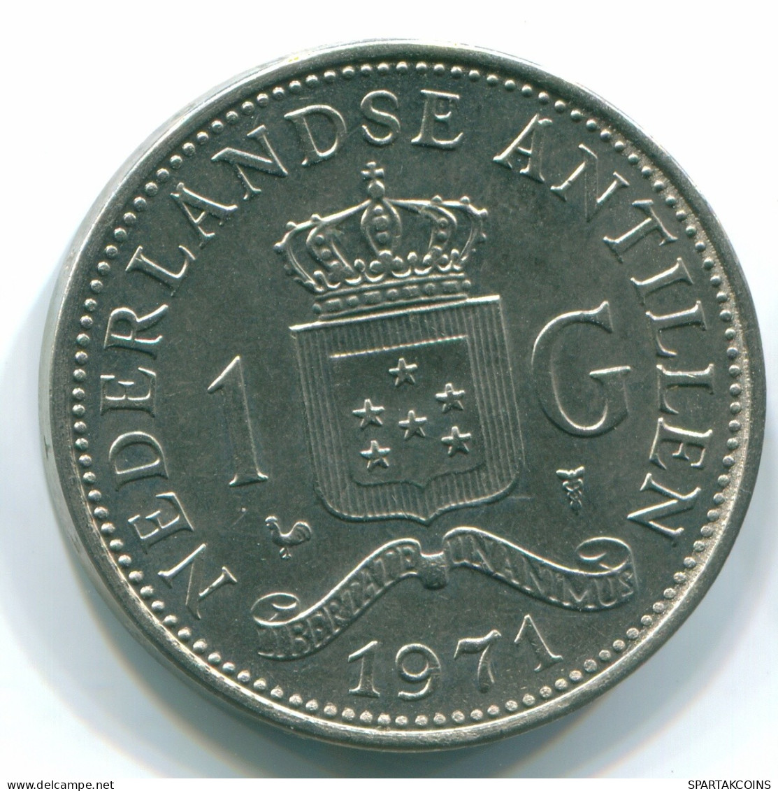 1 GULDEN 1971 ANTILLES NÉERLANDAISES Nickel Colonial Pièce #S11954.F.A - Antille Olandesi