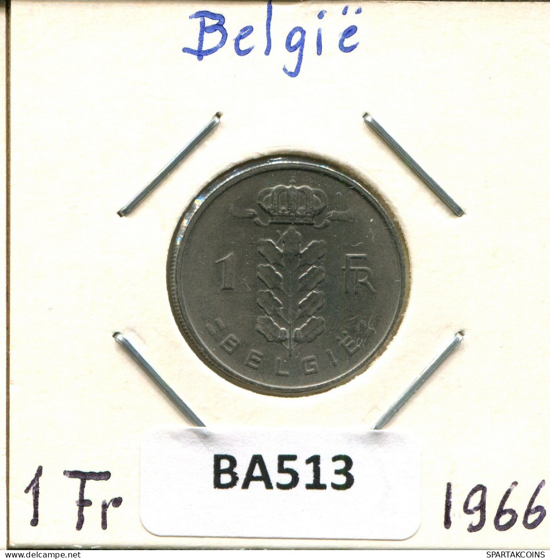 1 FRANC 1966 DUTCH Text BELGIUM Coin #BA513.U.A - 1 Franc