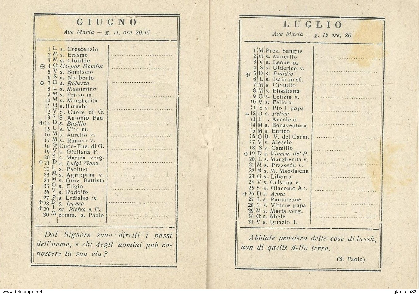 Lotto N.5 Calendarietti Jte Ad Joseph Opera Divino Amore Napoli 1953,1954,1963,1971,1972 Come Da Foto 12,0 X 8,5 Cm - Petit Format : 1941-60