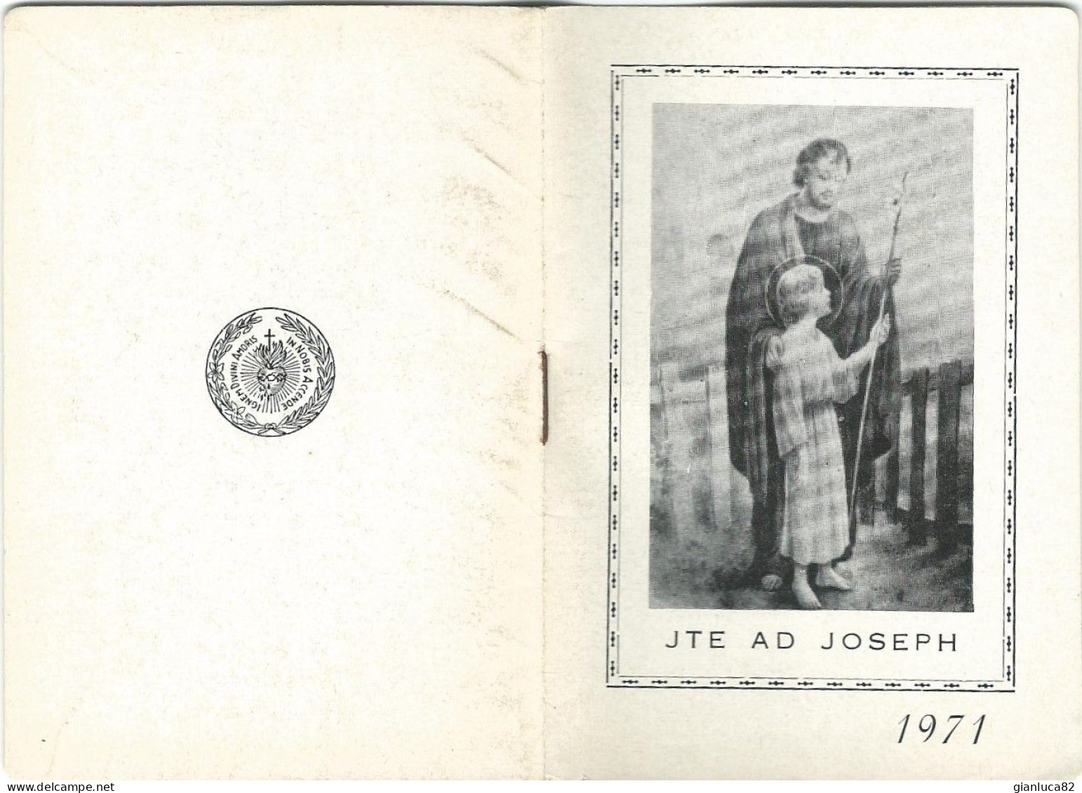 Lotto n.5 Calendarietti Jte ad Joseph Opera Divino Amore Napoli 1953,1954,1963,1971,1972 Come da foto 12,0 x 8,5 cm