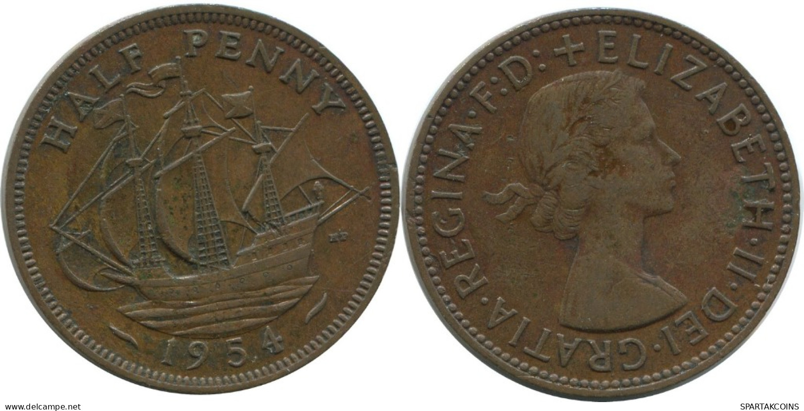 HALF PENNY 1954 UK GRANDE-BRETAGNE GREAT BRITAIN Pièce #AG829.1.F.A - C. 1/2 Penny