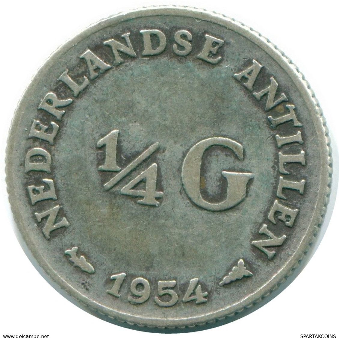 1/4 GULDEN 1954 ANTILLAS NEERLANDESAS PLATA Colonial Moneda #NL10894.4.E.A - Antilles Néerlandaises
