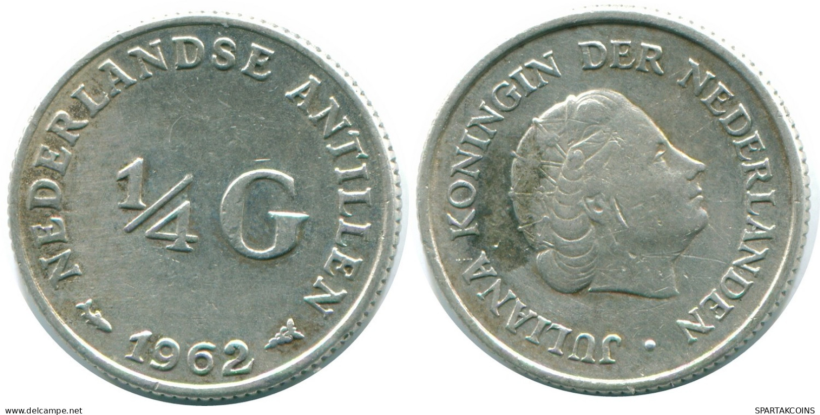 1/4 GULDEN 1962 ANTILLAS NEERLANDESAS PLATA Colonial Moneda #NL11114.4.E.A - Antilles Néerlandaises