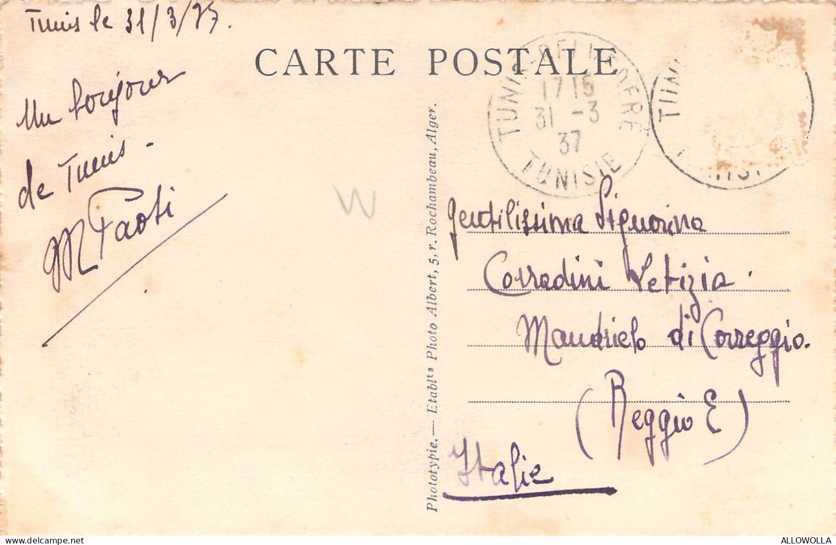 27031 " TUNIS-MOSQUÉE " ANIMÉ-VERA FOTO-CART. POST.  SPED.1937 - Tunisia