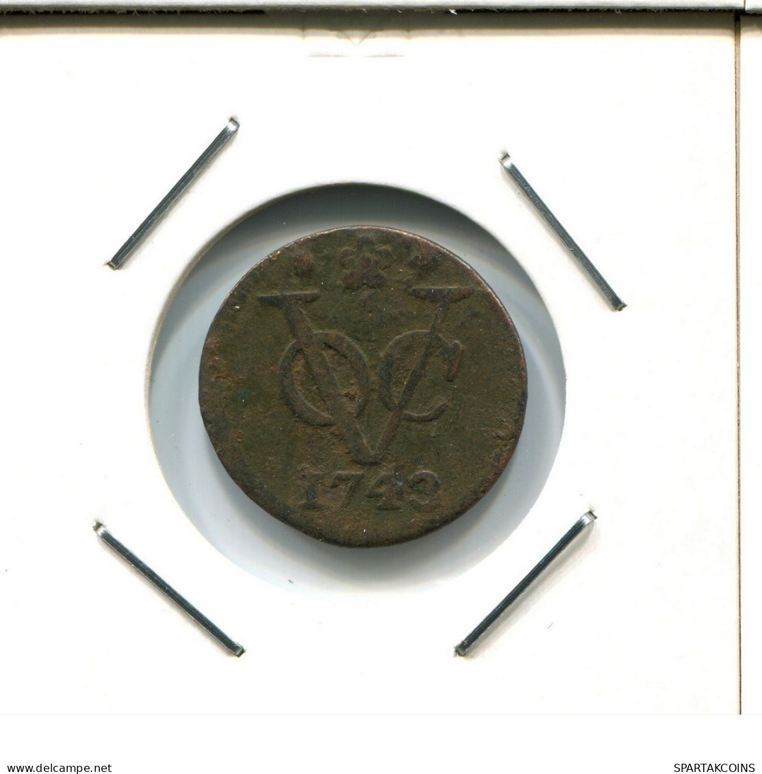 1743 HOLLAND VOC DUIT INDES NÉERLANDAIS NETHERLANDS NEW YORK COLONIAL PENNY #VOC2484.7.F.A - Indes Néerlandaises