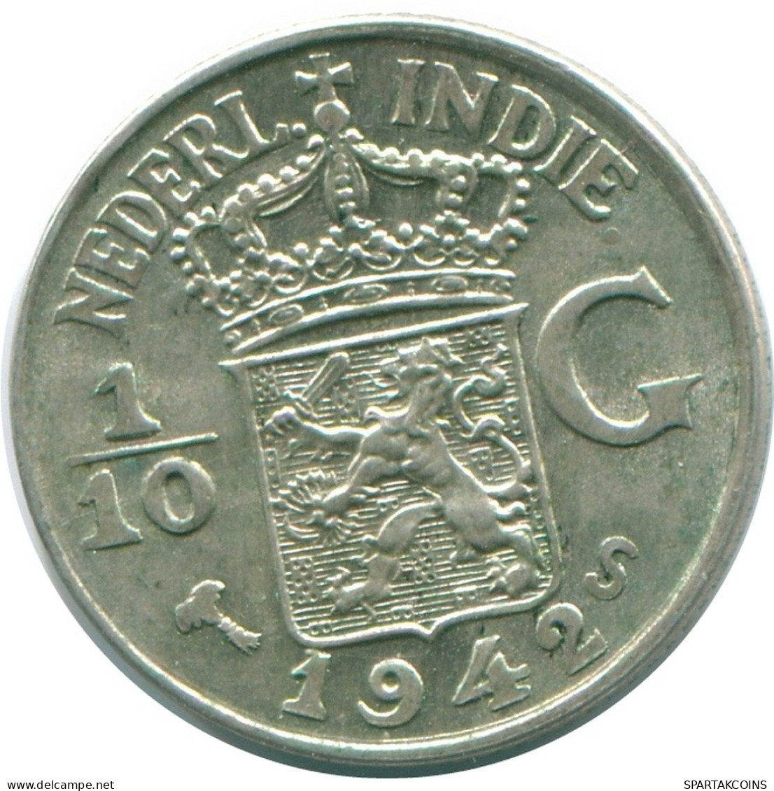 1/10 GULDEN 1942 INDIAS ORIENTALES DE LOS PAÍSES BAJOS PLATA #NL13849.3.E.A - Indie Olandesi