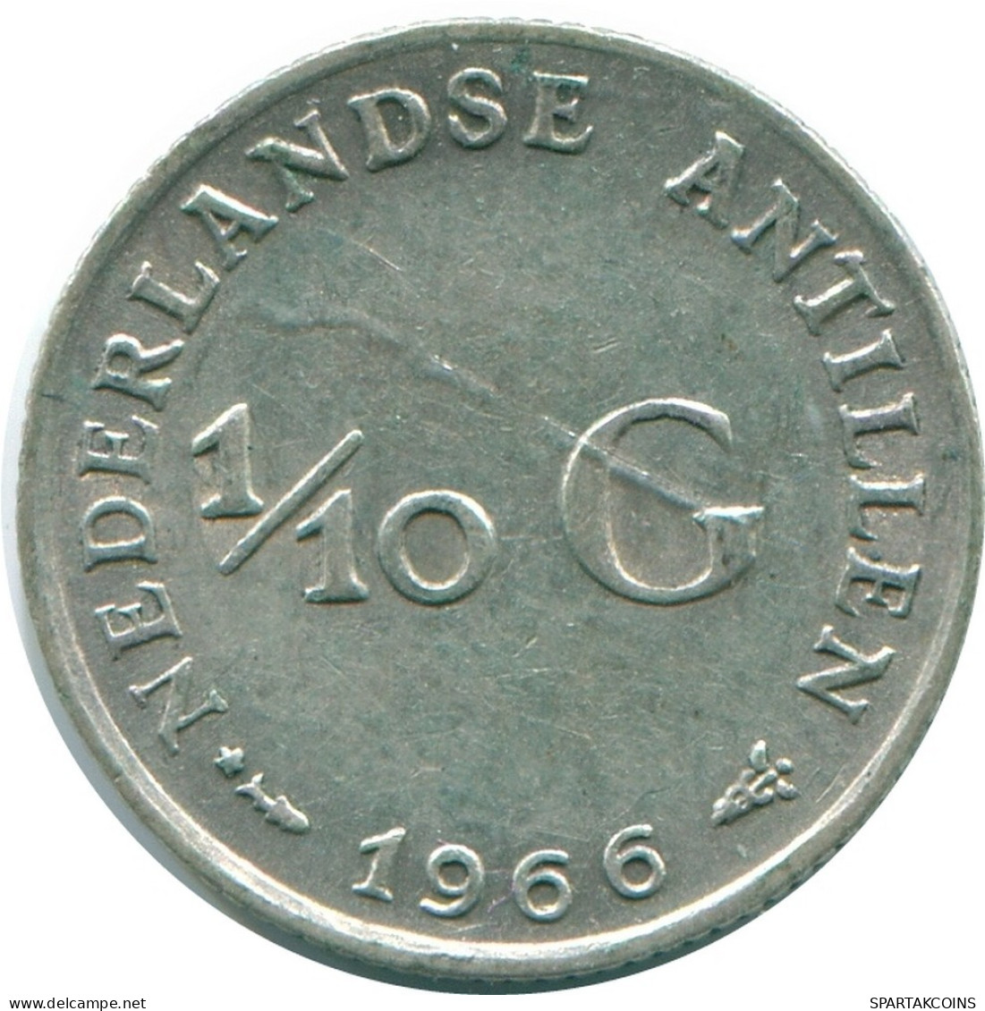 1/10 GULDEN 1966 NETHERLANDS ANTILLES SILVER Colonial Coin #NL12901.3.U.A - Antilles Néerlandaises