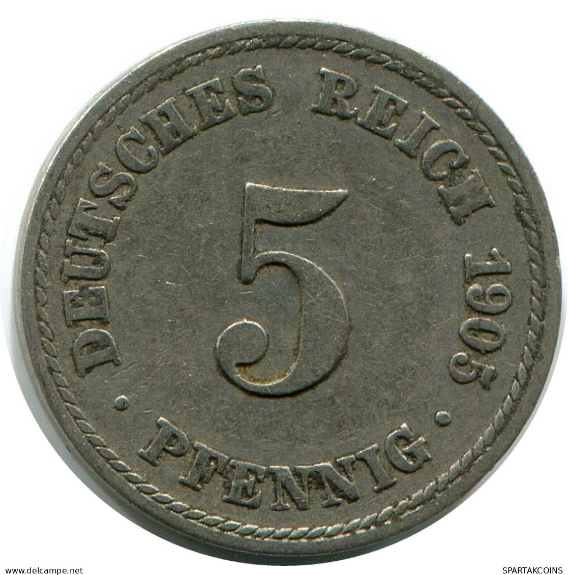 5 PFENNIG 1905 A DEUTSCHLAND Münze GERMANY #DB167.D.A - 5 Pfennig