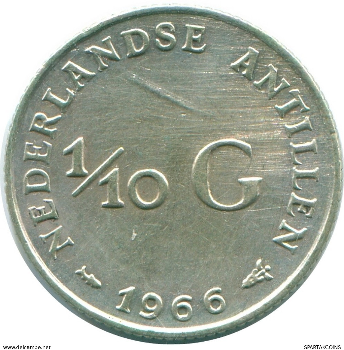 1/10 GULDEN 1966 ANTILLES NÉERLANDAISES ARGENT Colonial Pièce #NL12725.3.F.A - Netherlands Antilles