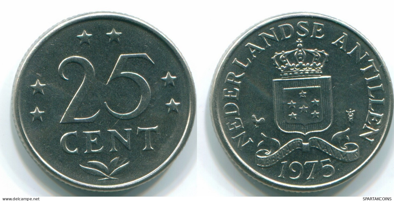 25 CENTS 1975 NIEDERLÄNDISCHE ANTILLEN Nickel Koloniale Münze #S11631.D.A - Niederländische Antillen