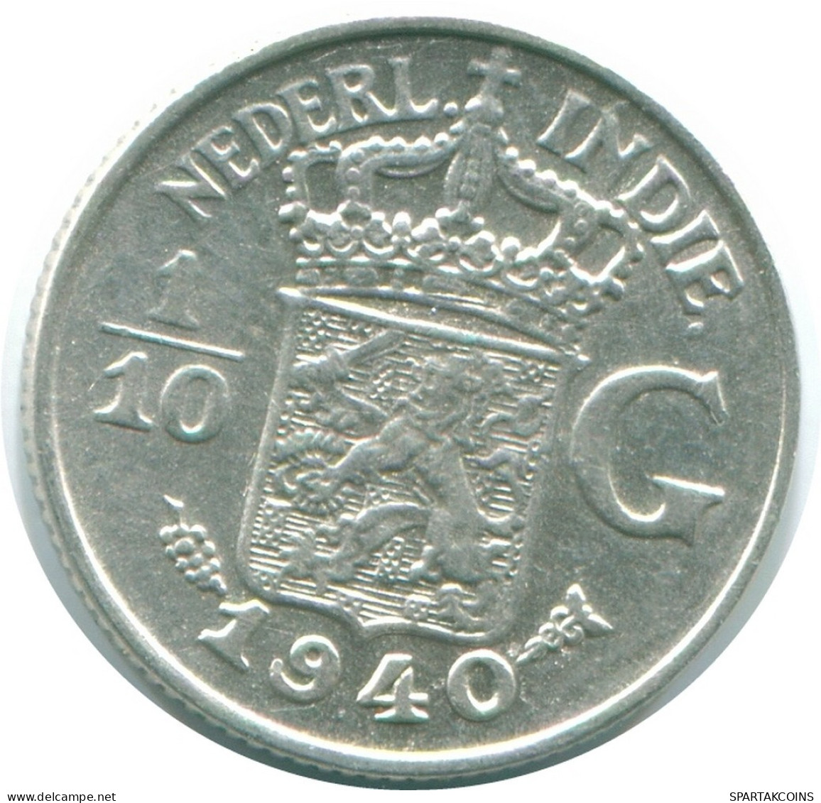 1/10 GULDEN 1940 NETHERLANDS EAST INDIES SILVER Colonial Coin #NL13530.3.U.A - Nederlands-Indië