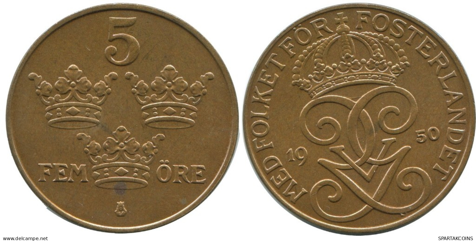5 ORE 1950 SWEDEN Coin #AC476.2.U.A - Suède