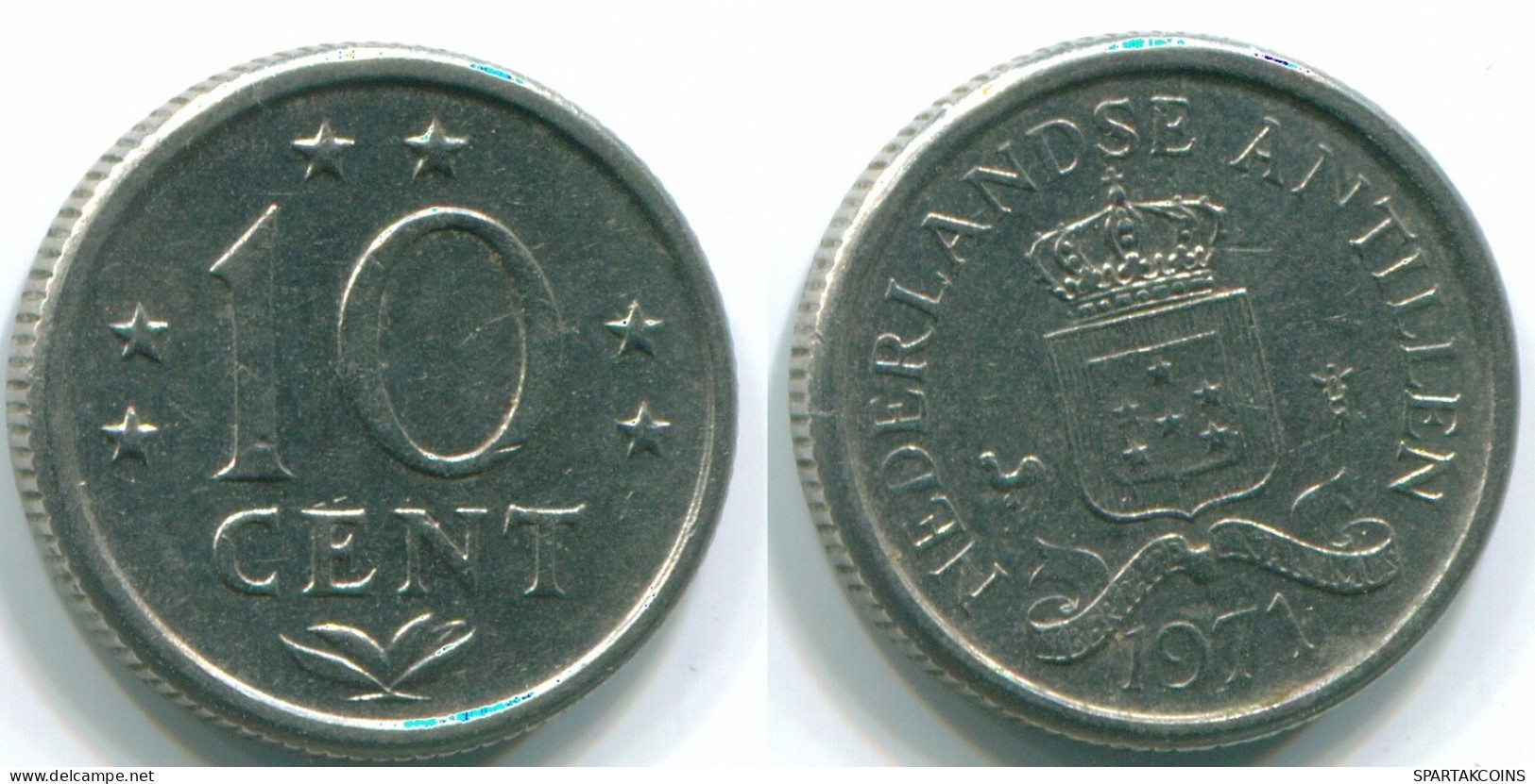 10 CENTS 1971 NETHERLANDS ANTILLES Nickel Colonial Coin #S13452.U.A - Nederlandse Antillen