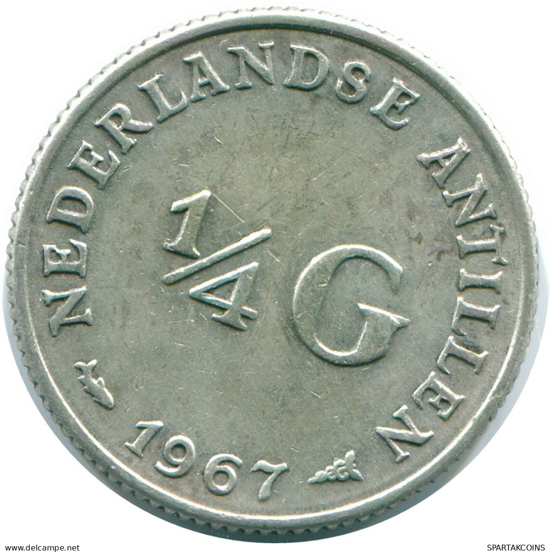 1/4 GULDEN 1967 ANTILLES NÉERLANDAISES ARGENT Colonial Pièce #NL11478.4.F.A - Netherlands Antilles