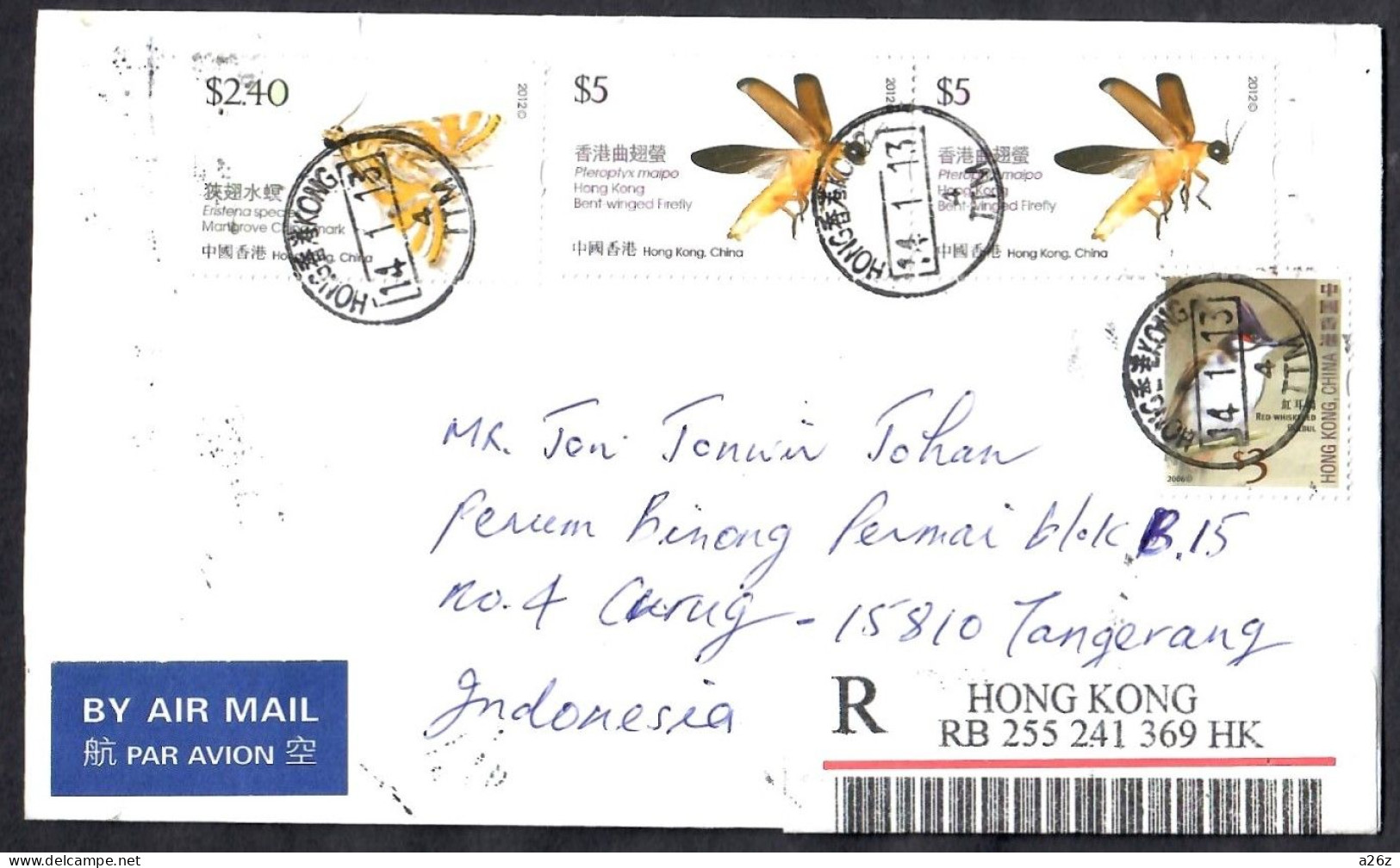 Hong Kong 2013 Register Cover To Indonesia With Receipt - Briefe U. Dokumente