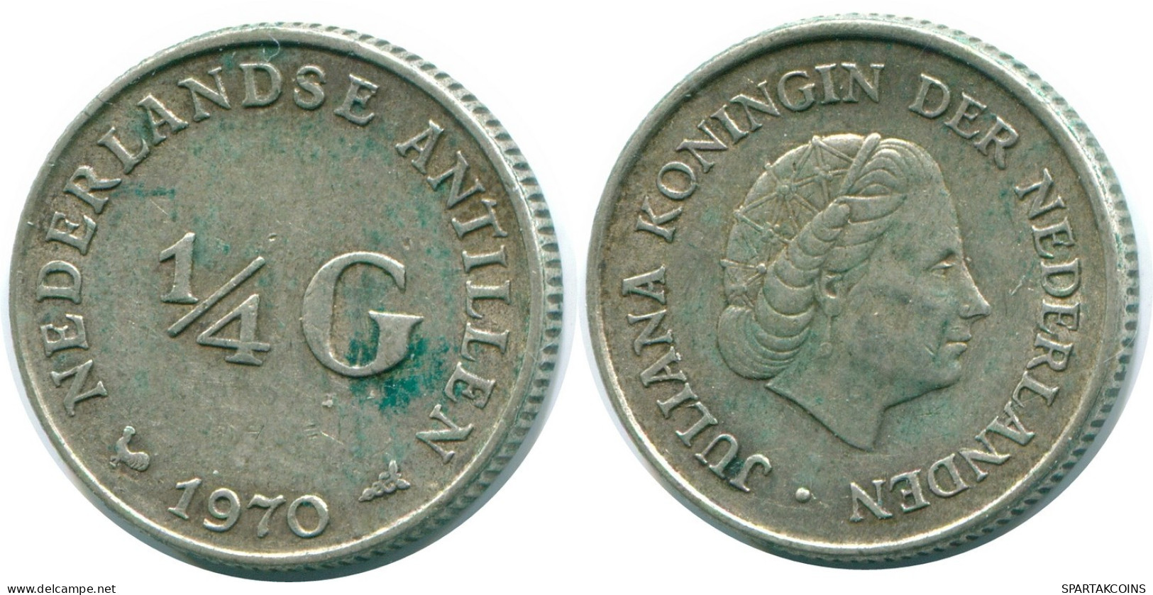 1/4 GULDEN 1970 ANTILLAS NEERLANDESAS PLATA Colonial Moneda #NL11656.4.E.A - Niederländische Antillen