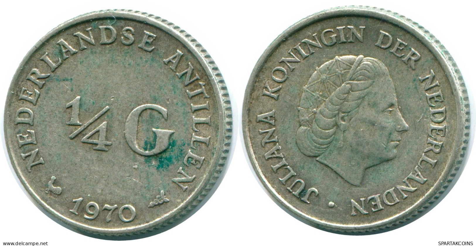 1/4 GULDEN 1970 ANTILLAS NEERLANDESAS PLATA Colonial Moneda #NL11656.4.E.A - Netherlands Antilles