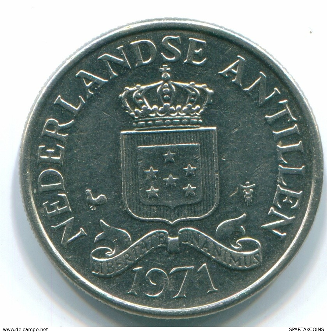 25 CENTS 1971 NIEDERLÄNDISCHE ANTILLEN Nickel Koloniale Münze #S11533.D.A - Netherlands Antilles