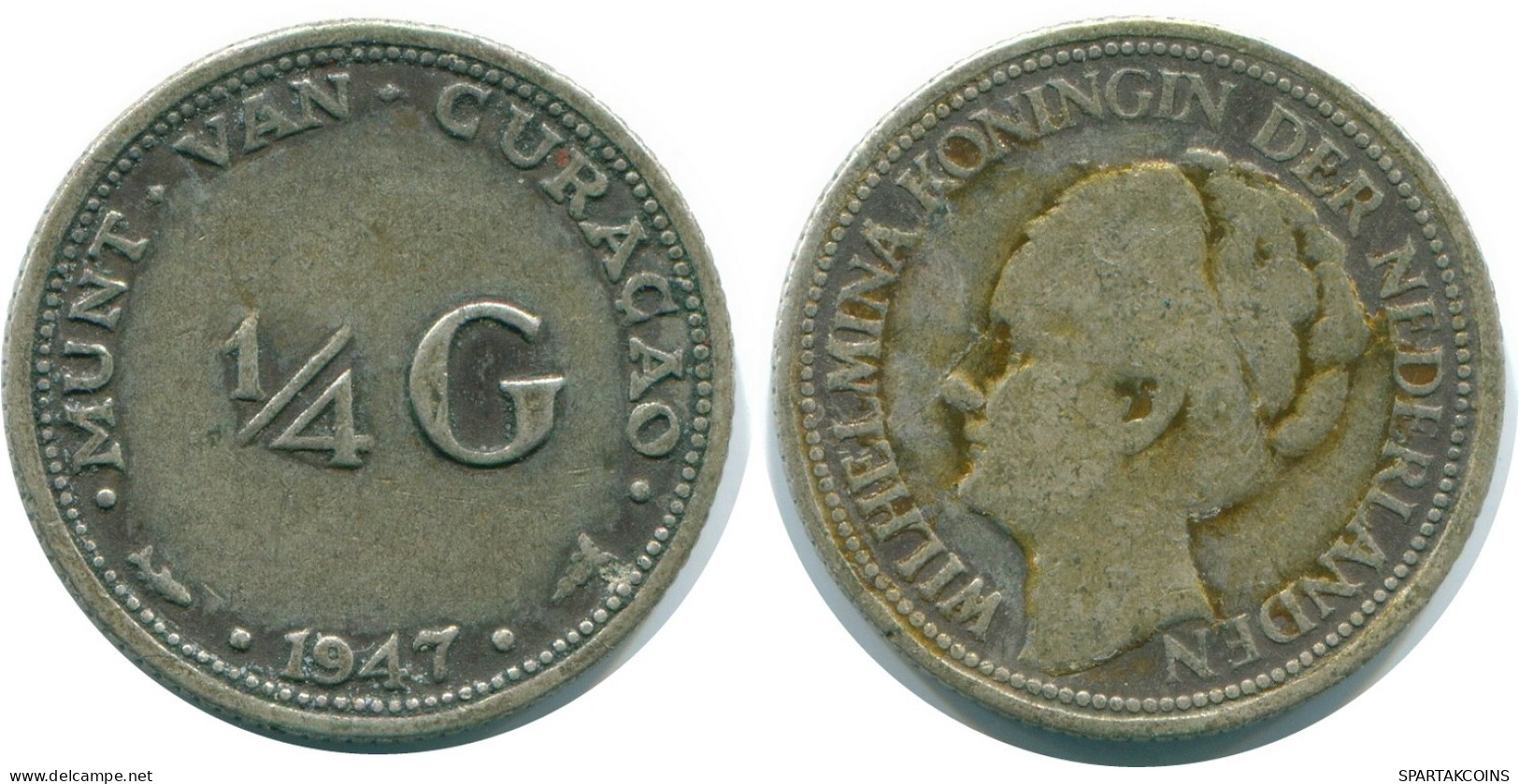 1/4 GULDEN 1947 CURACAO Netherlands SILVER Colonial Coin #NL10783.4.U.A - Curaçao