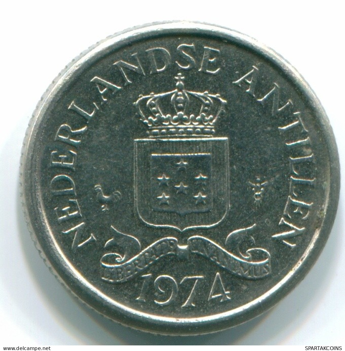 10 CENTS 1974 ANTILLES NÉERLANDAISES Nickel Colonial Pièce #S13536.F.A - Netherlands Antilles