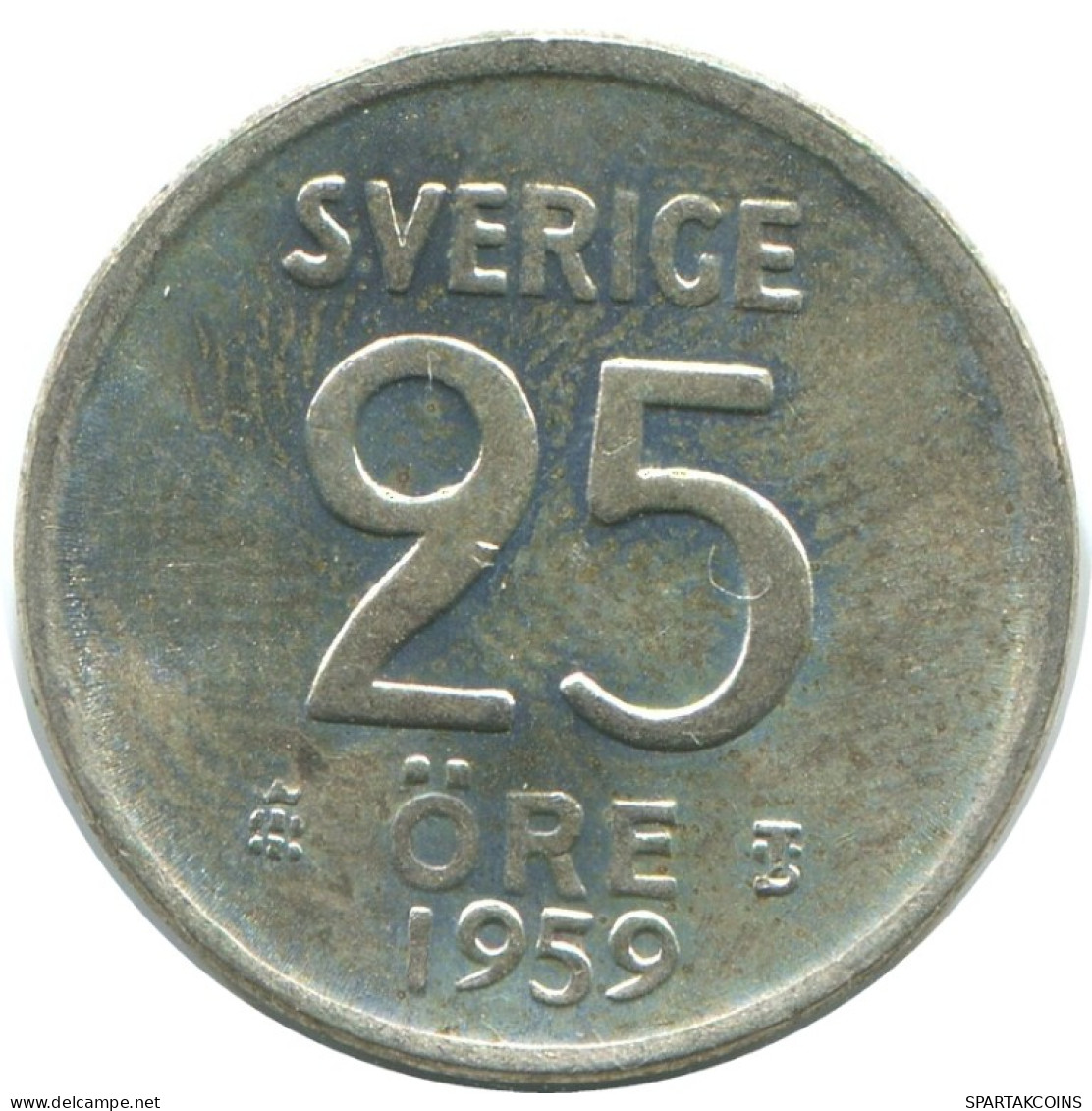 25 ORE 1959 SUECIA SWEDEN PLATA Moneda #AC519.2.E.A - Suède