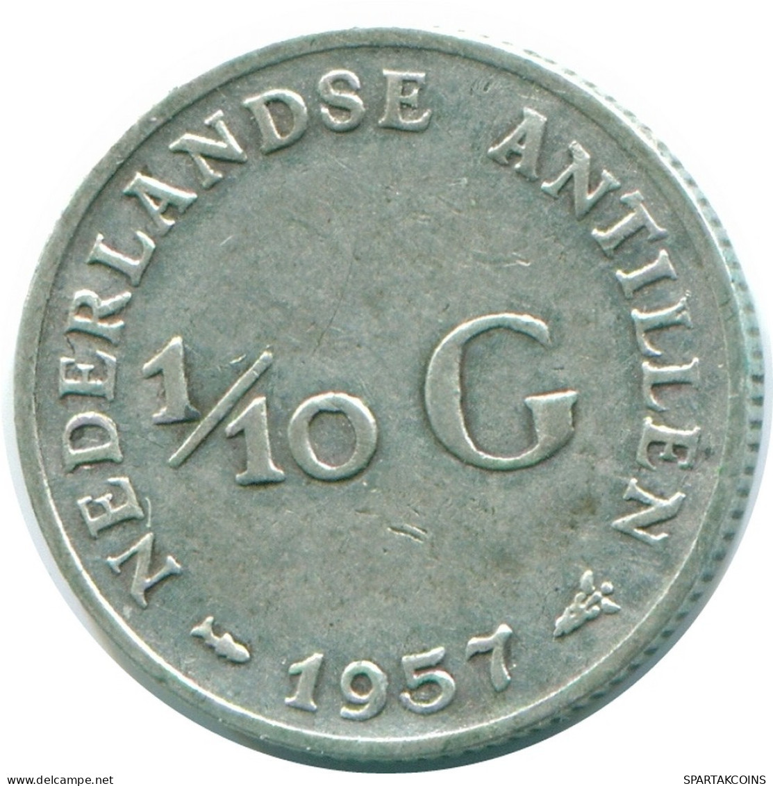 1/10 GULDEN 1957 NETHERLANDS ANTILLES SILVER Colonial Coin #NL12147.3.U.A - Antilles Néerlandaises