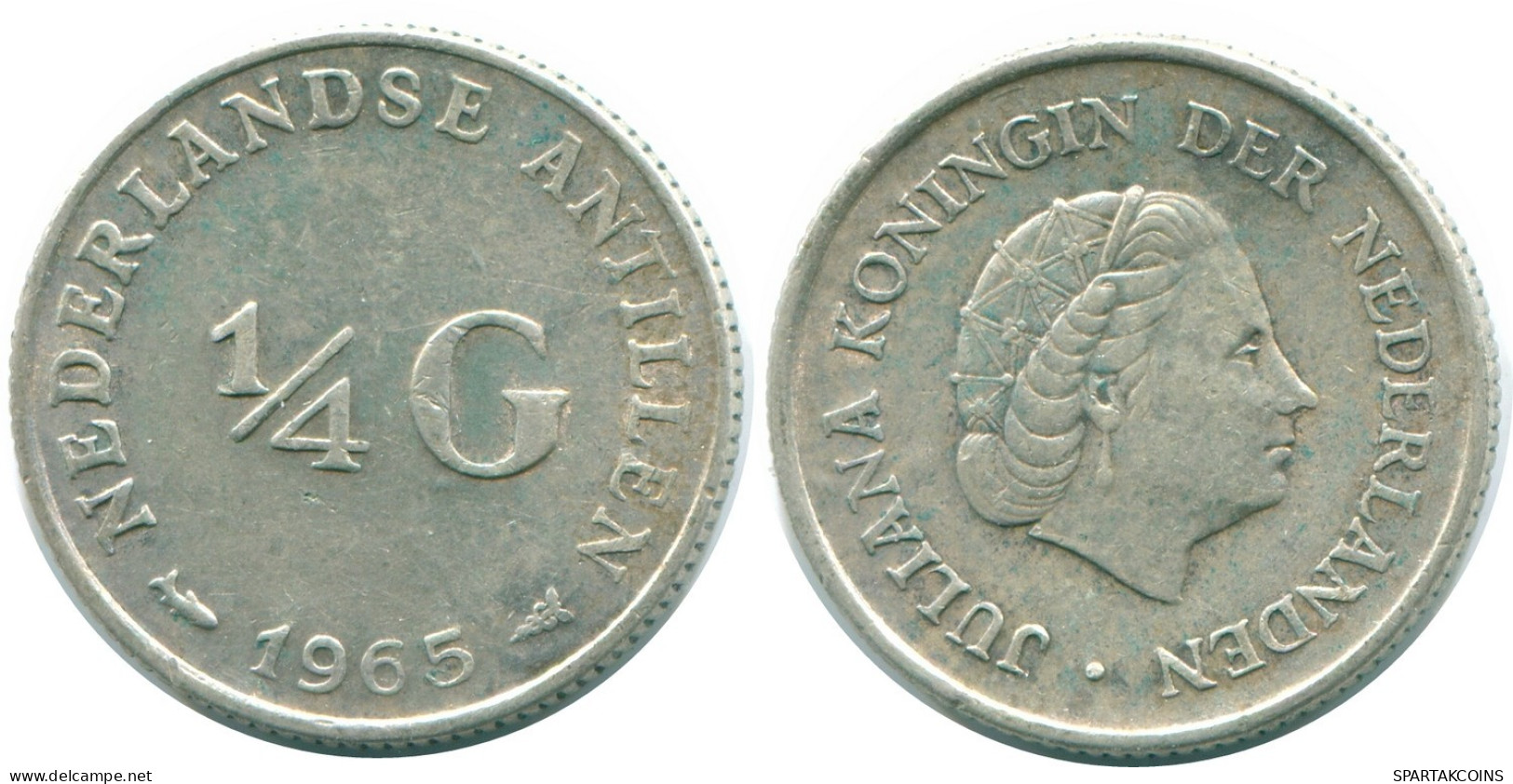 1/4 GULDEN 1965 NETHERLANDS ANTILLES SILVER Colonial Coin #NL11279.4.U.A - Niederländische Antillen
