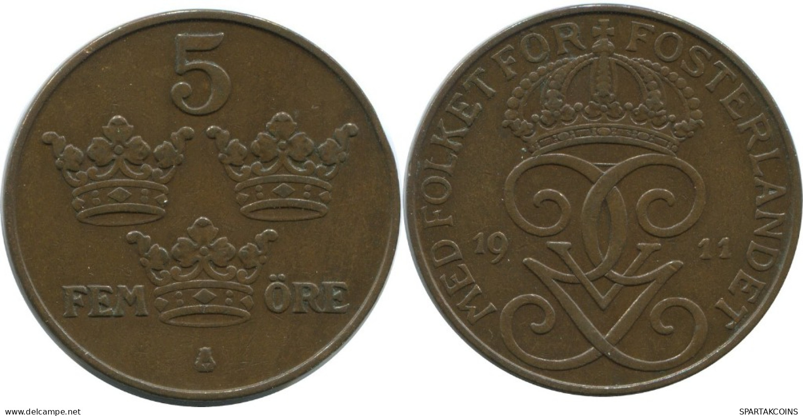 5 ORE 1911 SUECIA SWEDEN Moneda #AC449.2.E.A - Schweden