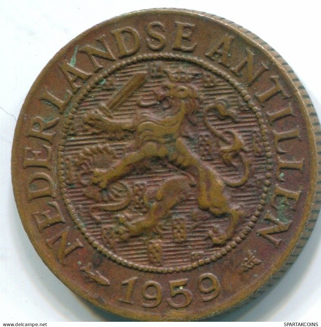 1 CENT 1959 NETHERLANDS ANTILLES Bronze Fish Colonial Coin #S11048.U.A - Netherlands Antilles