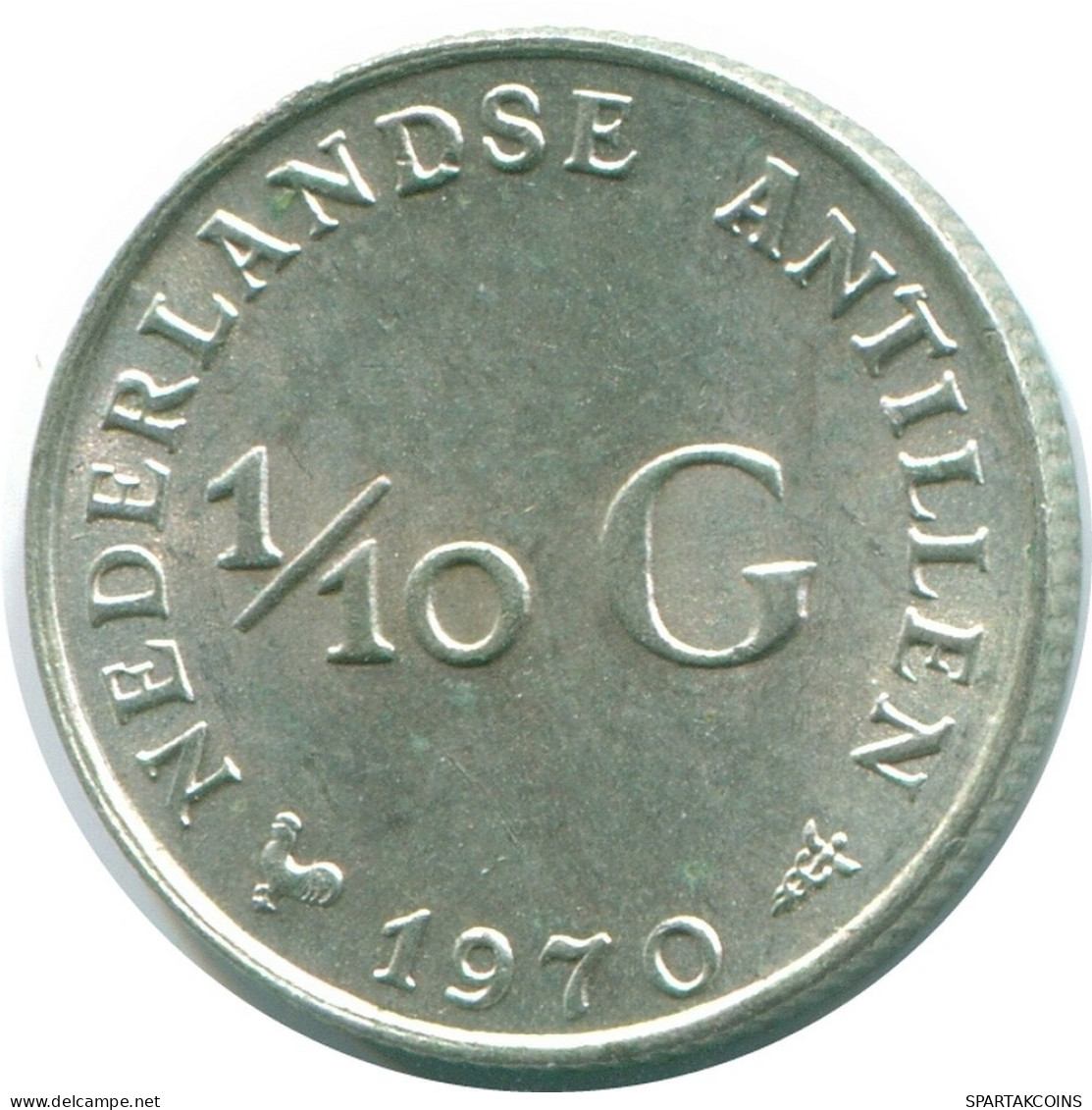 1/10 GULDEN 1970 ANTILLES NÉERLANDAISES ARGENT Colonial Pièce #NL12941.3.F.A - Niederländische Antillen