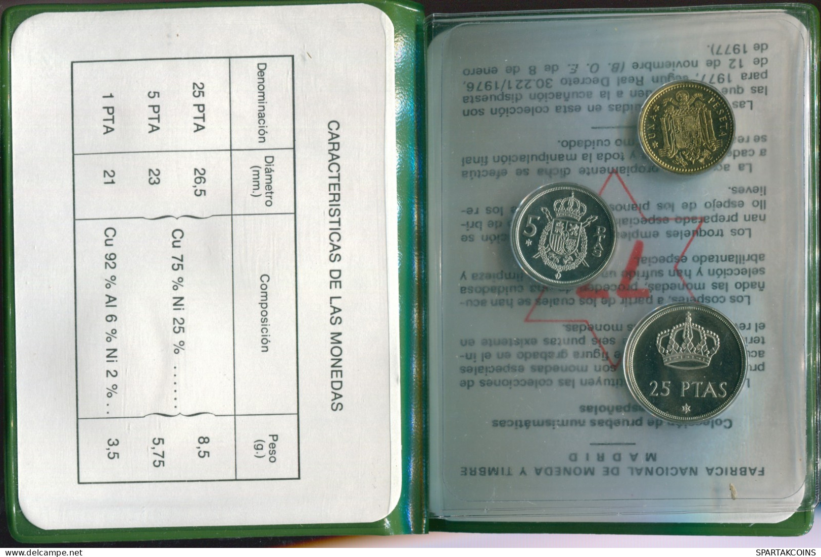 SPANIEN SPAIN 1975*77 MINT SET 3 Münze #SET1135.2.D.A - Mint Sets & Proof Sets