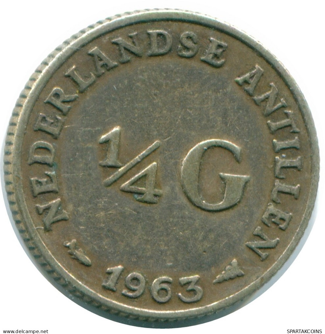 1/4 GULDEN 1963 NIEDERLÄNDISCHE ANTILLEN SILBER Koloniale Münze #NL11193.4.D.A - Netherlands Antilles