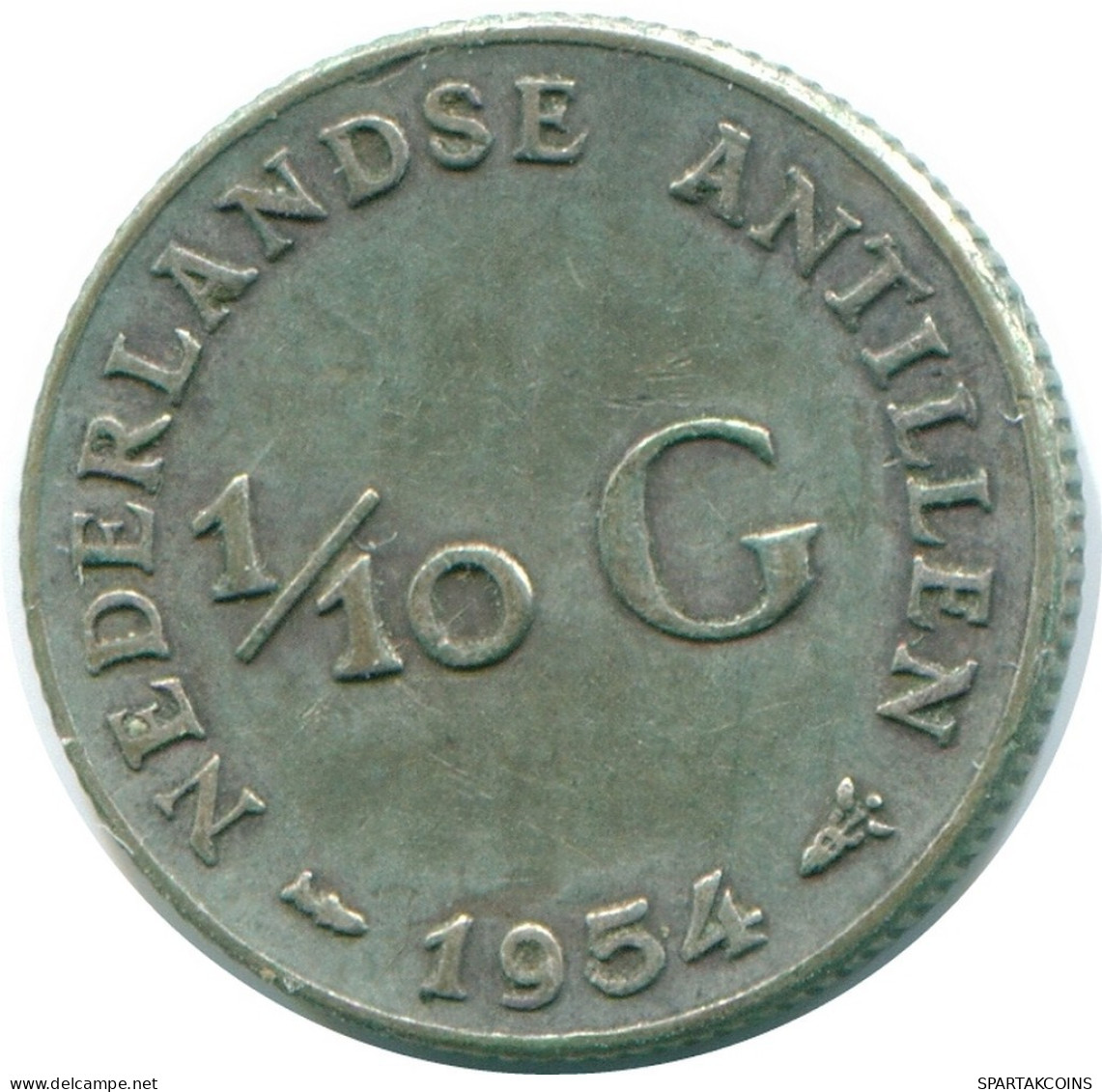 1/10 GULDEN 1954 NIEDERLÄNDISCHE ANTILLEN SILBER Koloniale Münze #NL12060.3.D.A - Antillas Neerlandesas