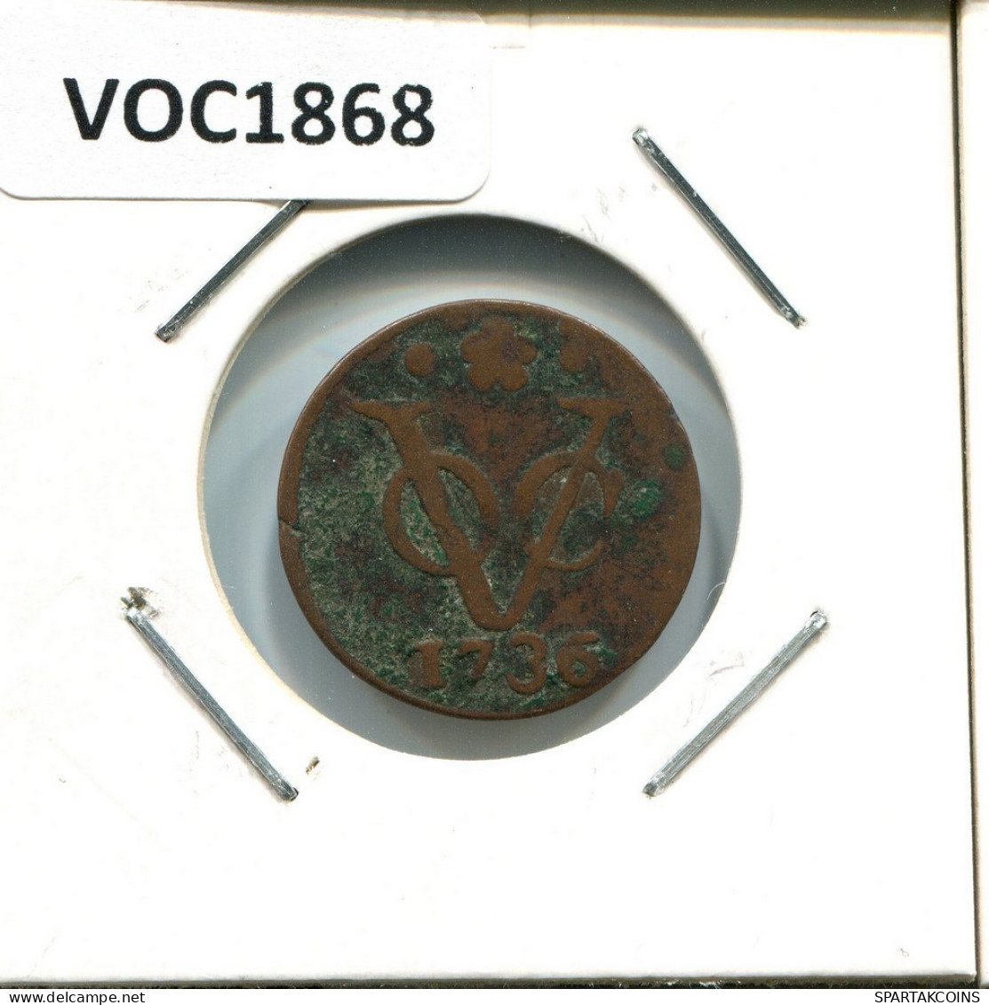 1736 HOLLAND VOC DUIT NETHERLANDS INDIES NEW YORK COLONIAL PENNY #VOC1868.10.U.A - Nederlands-Indië