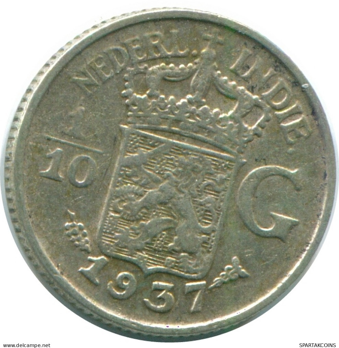 1/10 GULDEN 1937 NETHERLANDS EAST INDIES SILVER Colonial Coin #NL13462.3.U.A - Nederlands-Indië