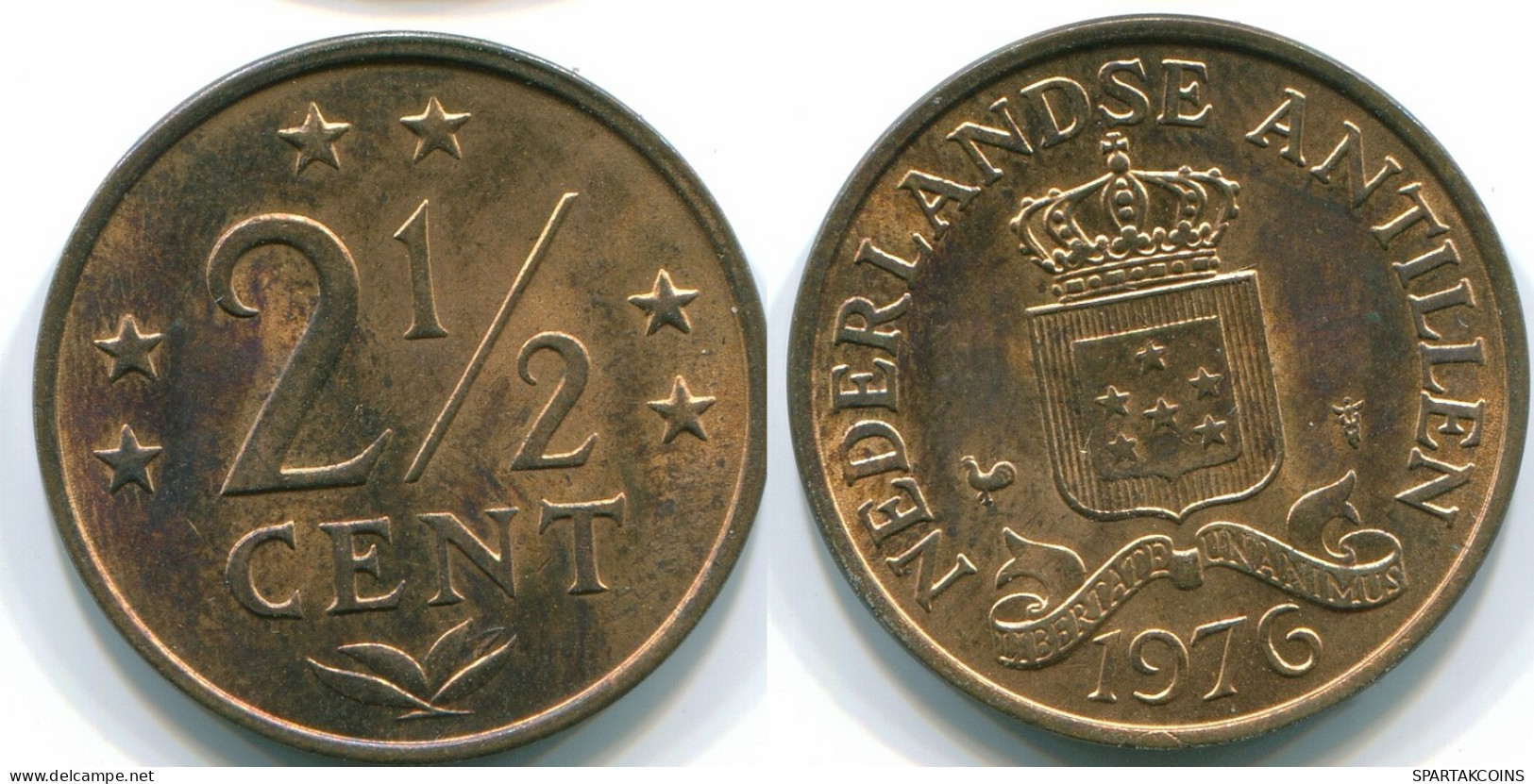 2 1/2 CENT 1976 NIEDERLÄNDISCHE ANTILLEN Bronze Koloniale Münze #S10533.D.A - Netherlands Antilles