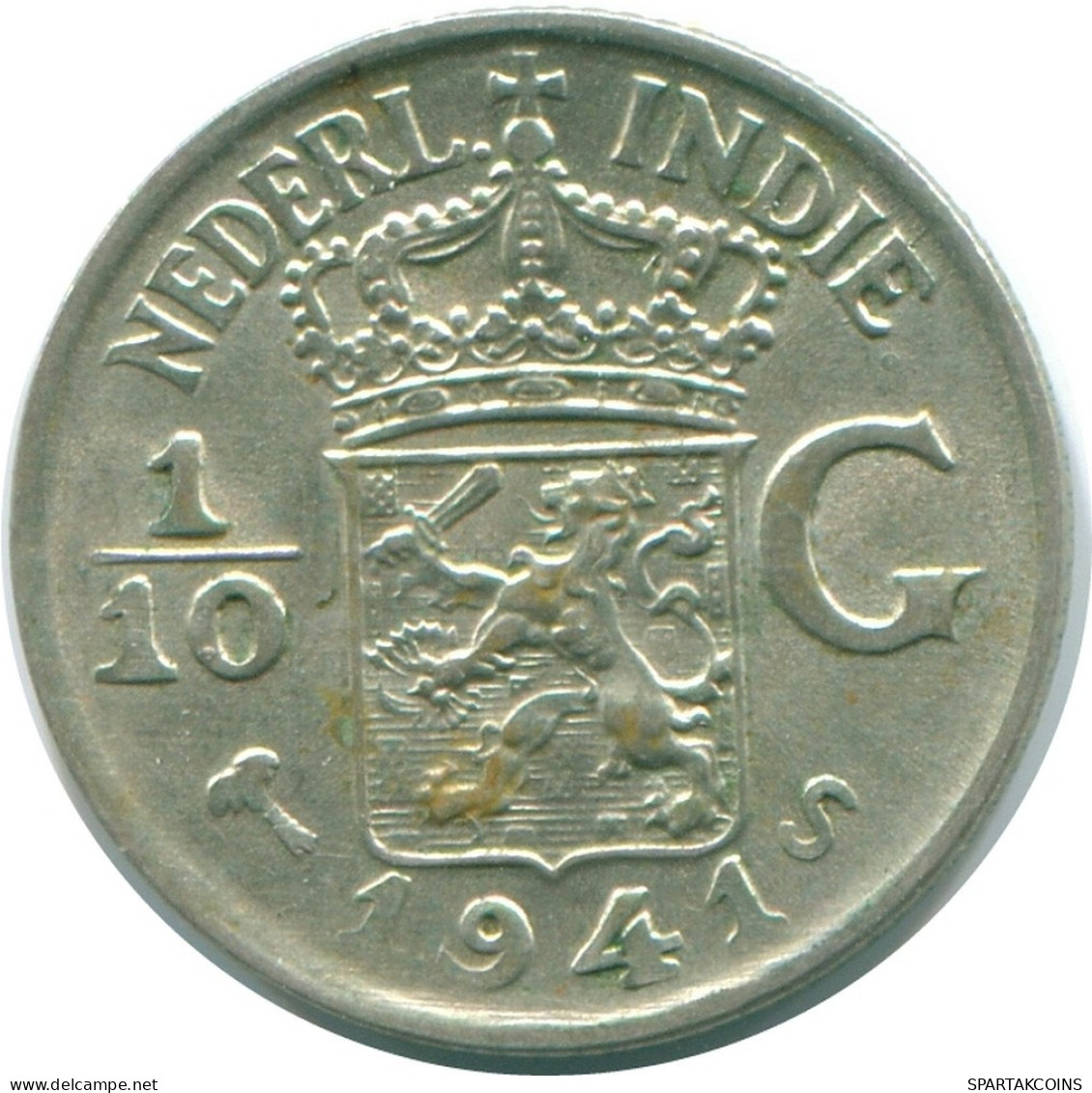 1/10 GULDEN 1941 S INDES ORIENTALES NÉERLANDAISES ARGENT Colonial Pièce #NL13673.3.F.A - Dutch East Indies