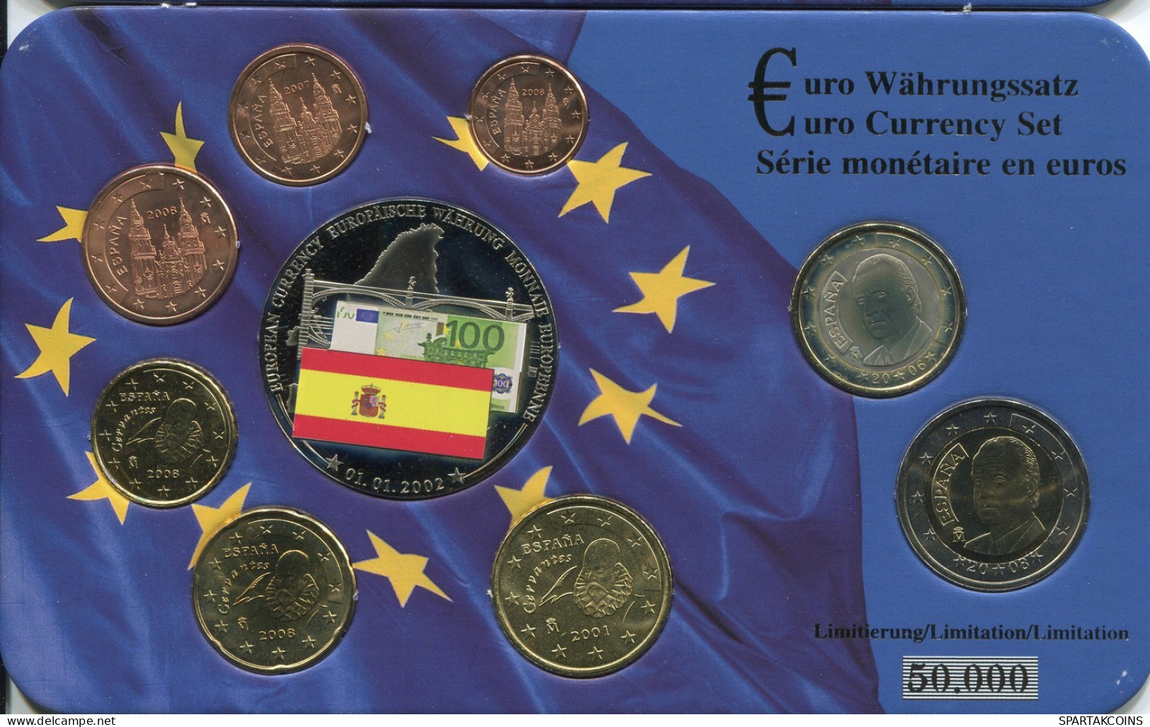 ESPAGNE SPAIN 2001-2008 EURO SET + MEDAL UNC #SET1223.16.F.A - Spanien