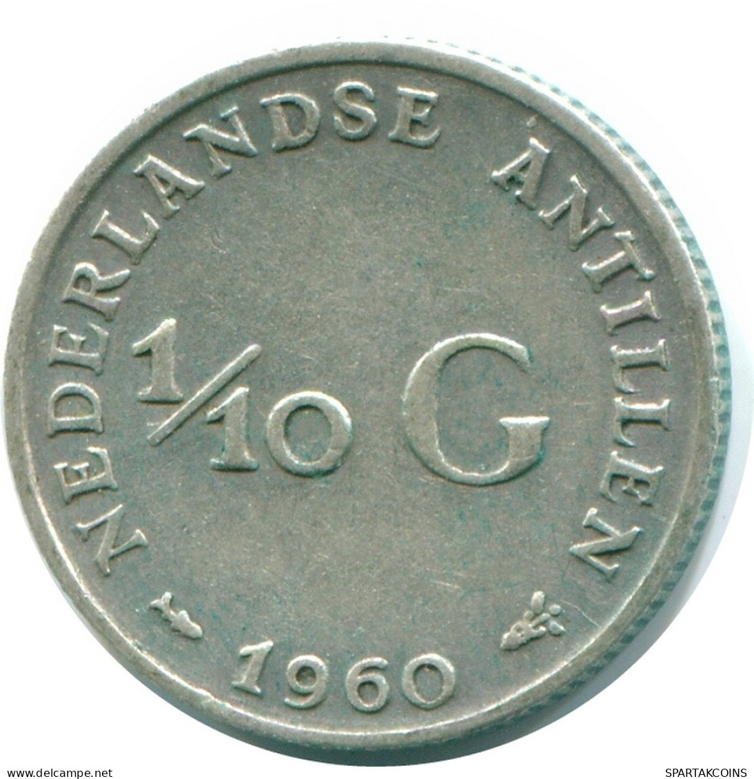 1/10 GULDEN 1960 NIEDERLÄNDISCHE ANTILLEN SILBER Koloniale Münze #NL12264.3.D.A - Antille Olandesi