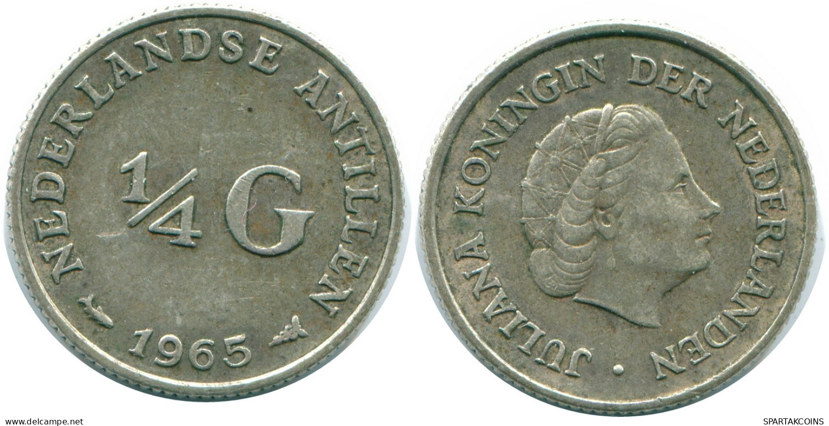 1/4 GULDEN 1965 NIEDERLÄNDISCHE ANTILLEN SILBER Koloniale Münze #NL11382.4.D.A - Niederländische Antillen