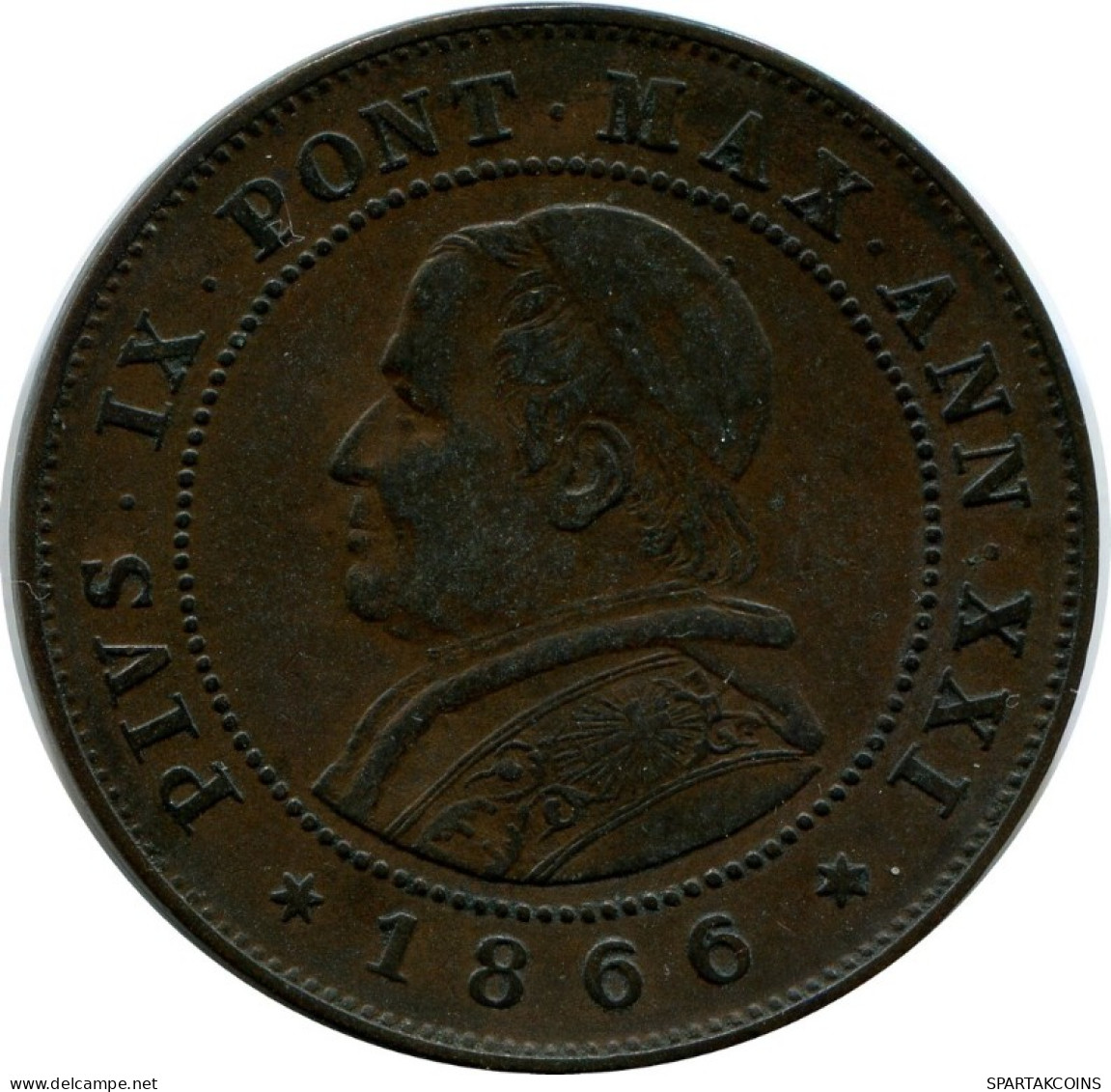 2 SOLDI / 10 Centesimi 1866 R VATIKAN VATICAN Pius IX (1846-1878) #AH367.13.D.A - Vatican