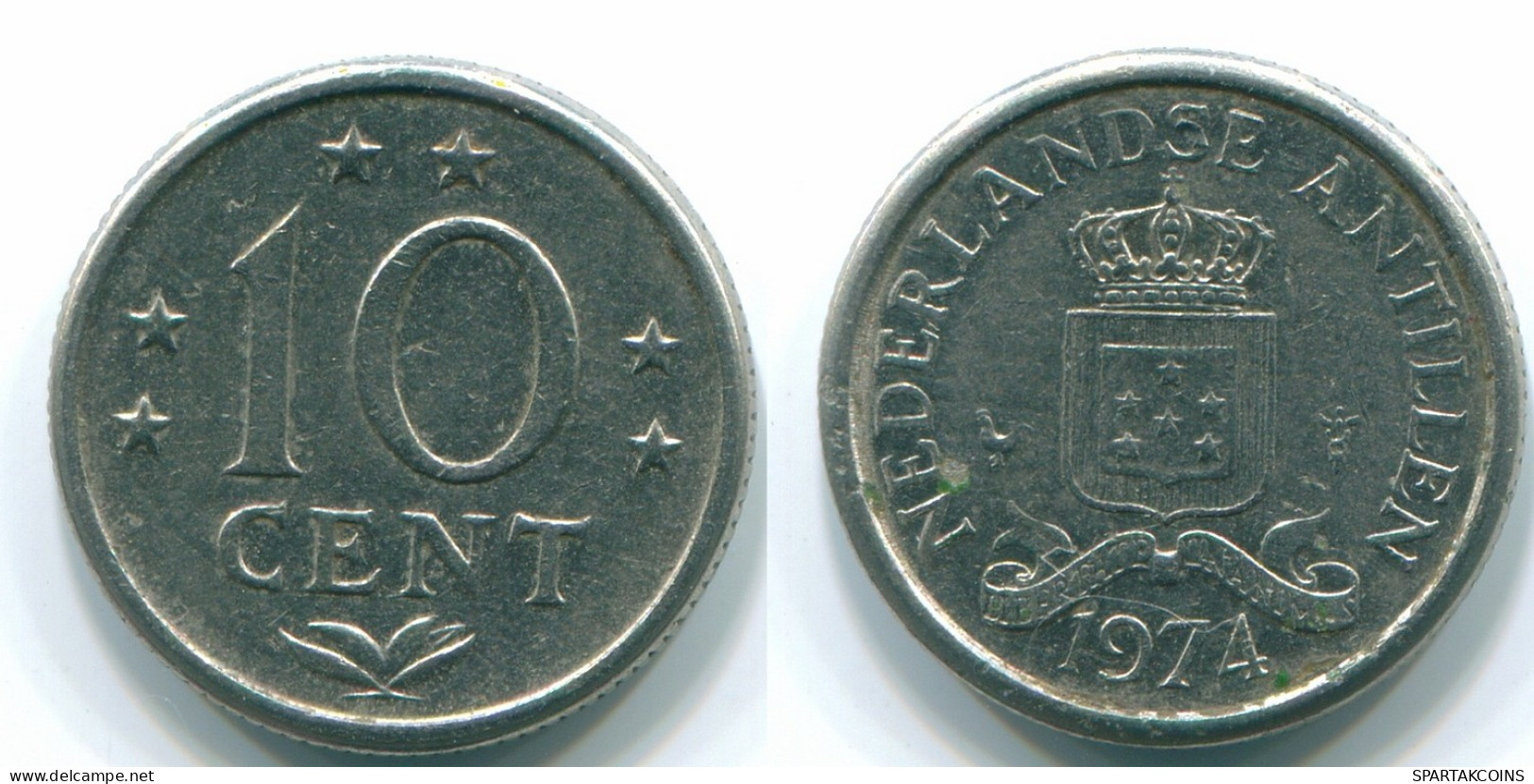 10 CENTS 1974 NIEDERLÄNDISCHE ANTILLEN Nickel Koloniale Münze #S13509.D.A - Netherlands Antilles