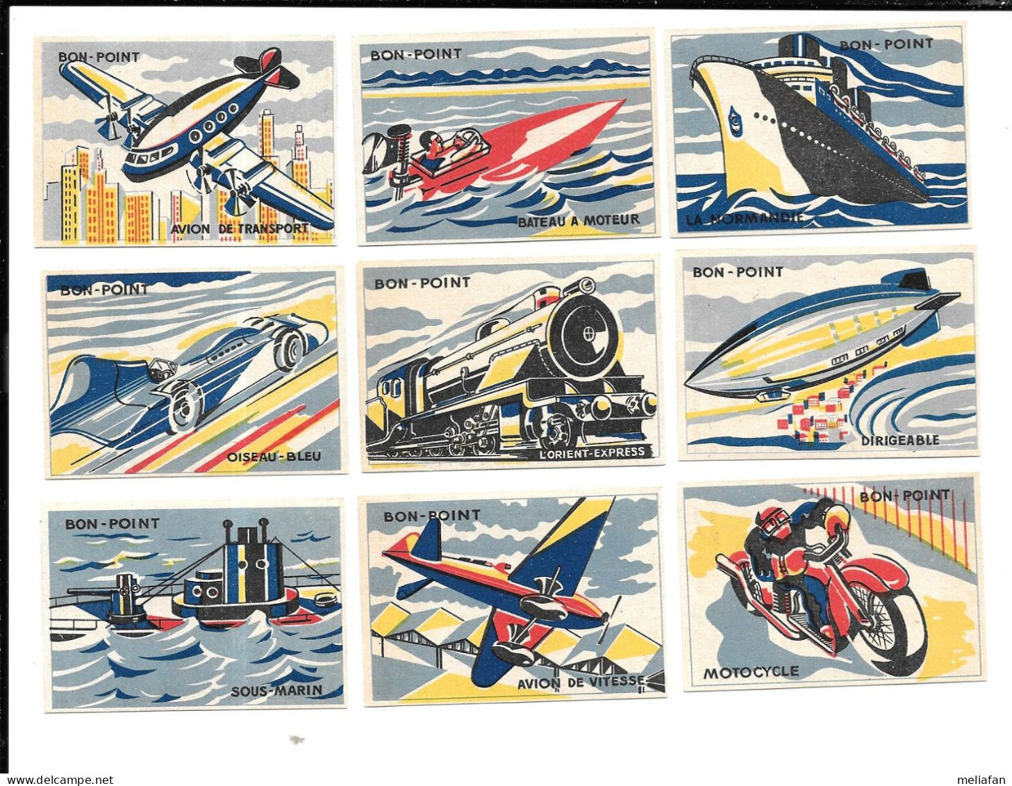 Z692 - LOT BONS-POINTS - ENCRE NETACHEPA - AVION - DIRIGEABLE - SOUS-MARIN - ORIENT EXPRESS - OISEAU BLEU - Diplomi E Pagelle