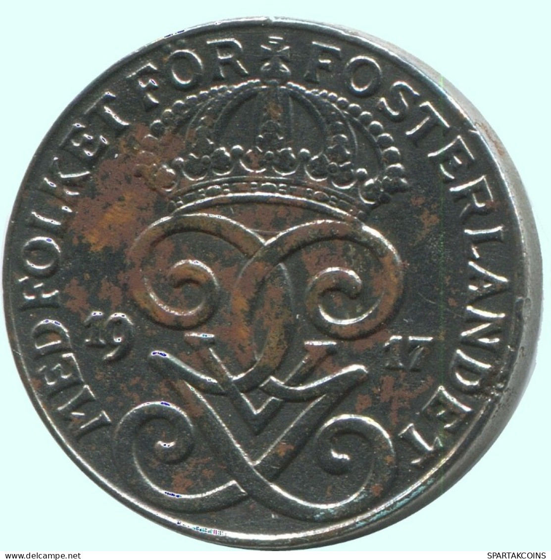 2 ORE 1917 SWEDEN Coin #AC785.2.U.A - Suède