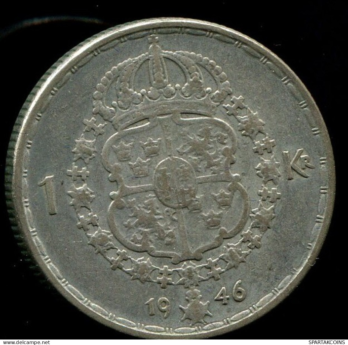 1 KRONA 1946 SUÈDE SWEDEN ARGENT Pièce #W10419.10.F.A - Sweden